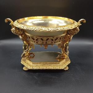 FIORIERA IN BRONZO DORATO DI EPOCA CARLO X