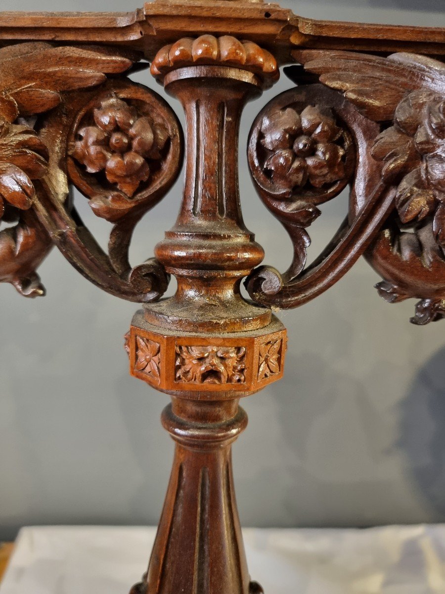 Bellissima coppia di candelabri in legno intagliato -photo-1