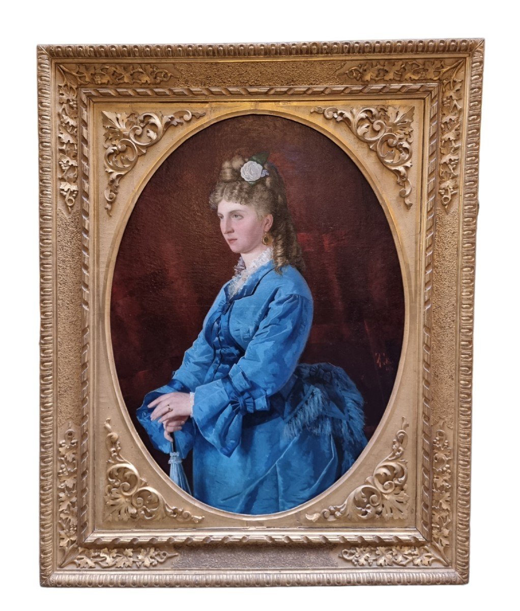 Dipinto olio su tela raffigurante figura femminile