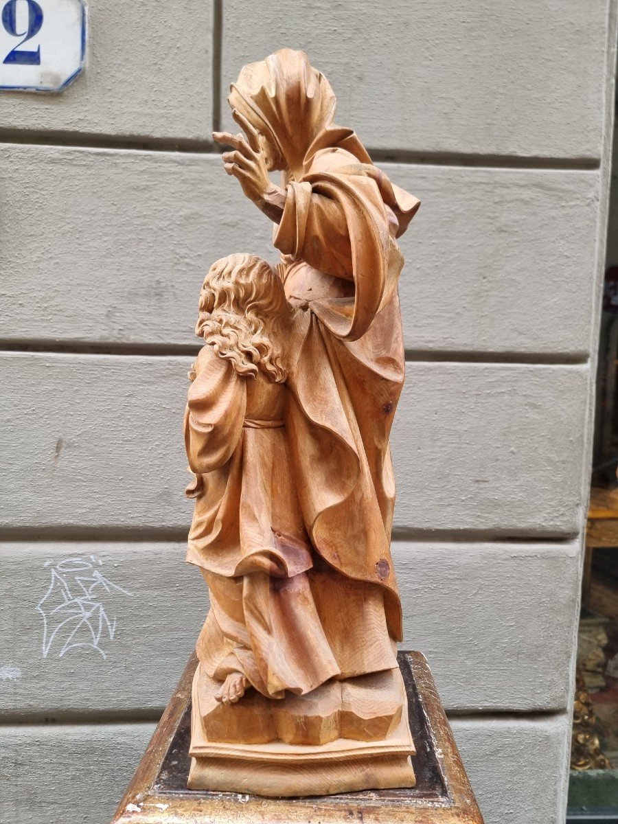 Bellissima scultura lignea raffigurante Sant'Anna e Maria-photo-5