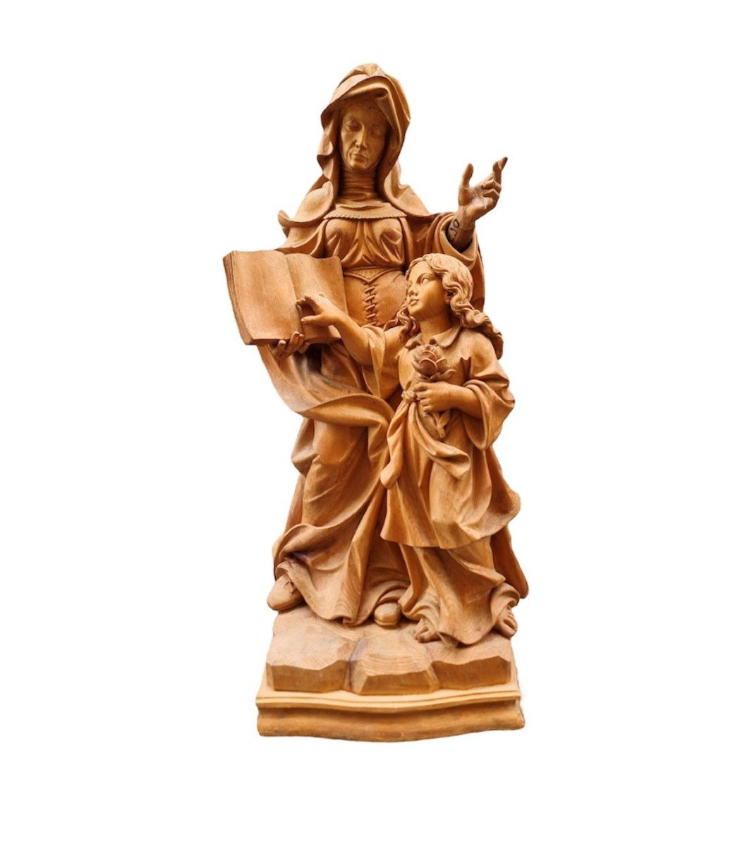 Bellissima scultura lignea raffigurante Sant'Anna e Maria