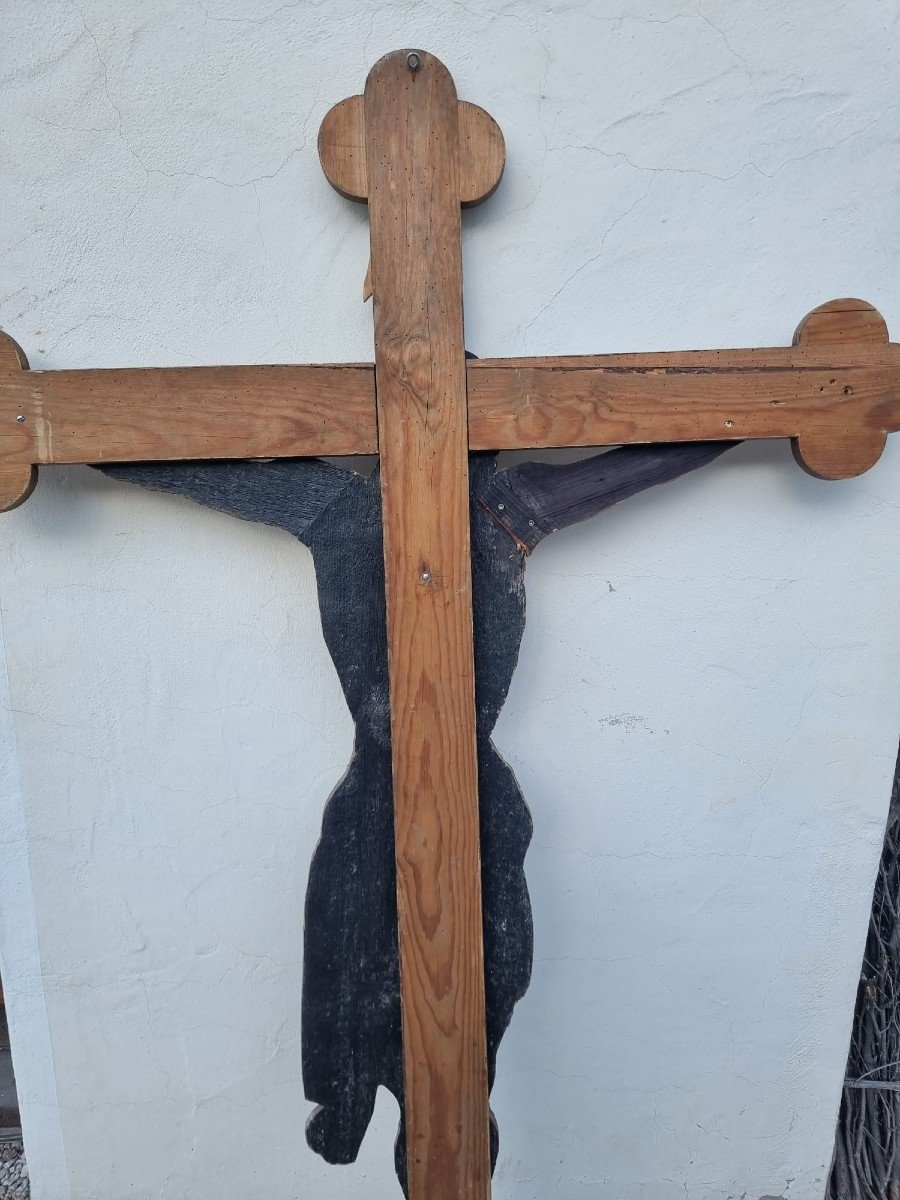 Crocifisso ligneo dipinto XIX secolo-photo-1