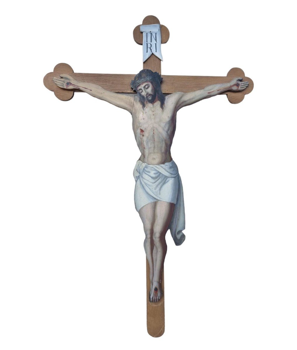 Crocifisso ligneo dipinto XIX secolo