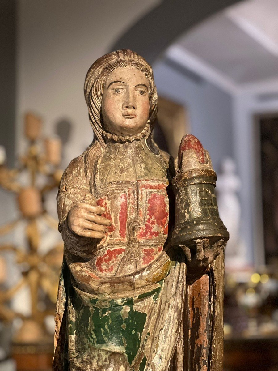 Rara scultura di Santa Barbara XV secolo -photo-3