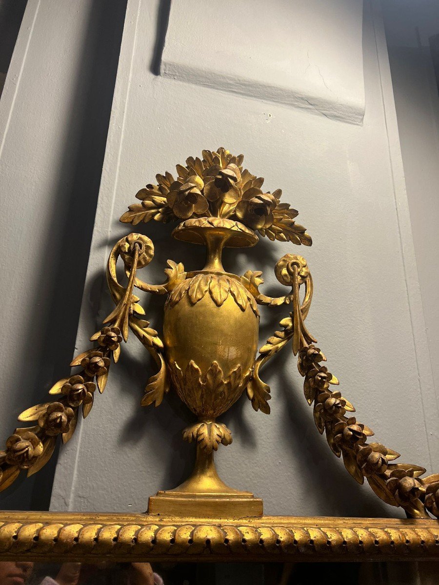 Specchiera in legno dorato Luigi XVI-photo-3