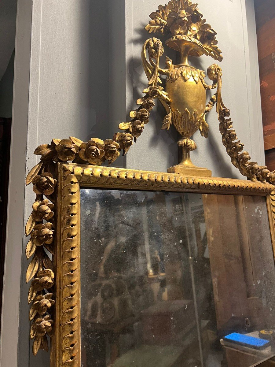 Specchiera in legno dorato Luigi XVI-photo-4