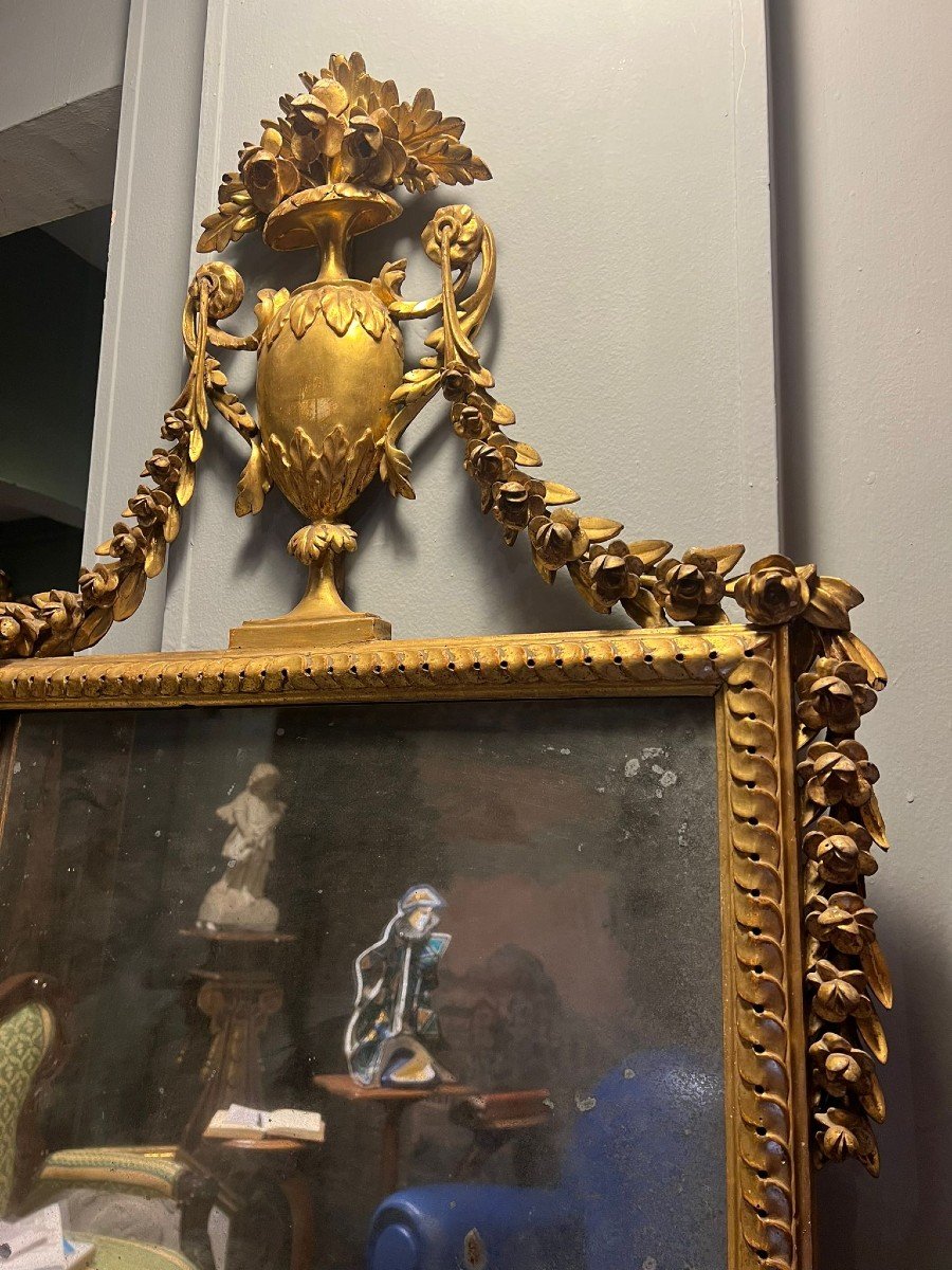 Specchiera in legno dorato Luigi XVI-photo-3