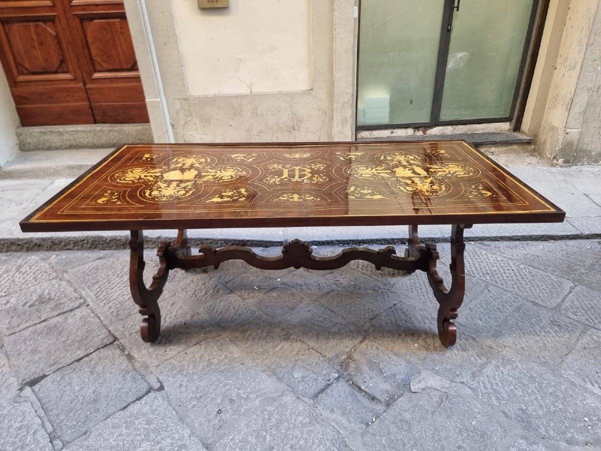 Bellissimo tavolo intarsiato Firenze capitale. -photo-3