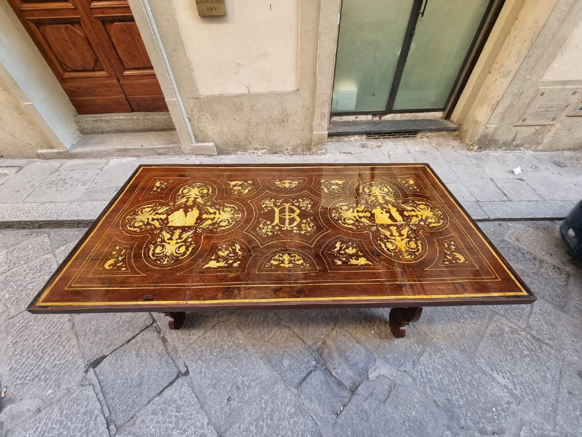 Bellissimo tavolo intarsiato Firenze capitale. -photo-4