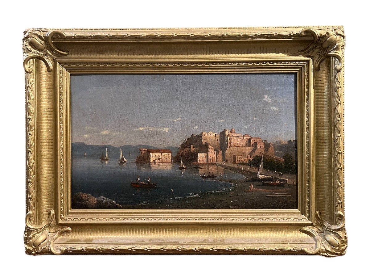 Dipinto di veduta costiera 