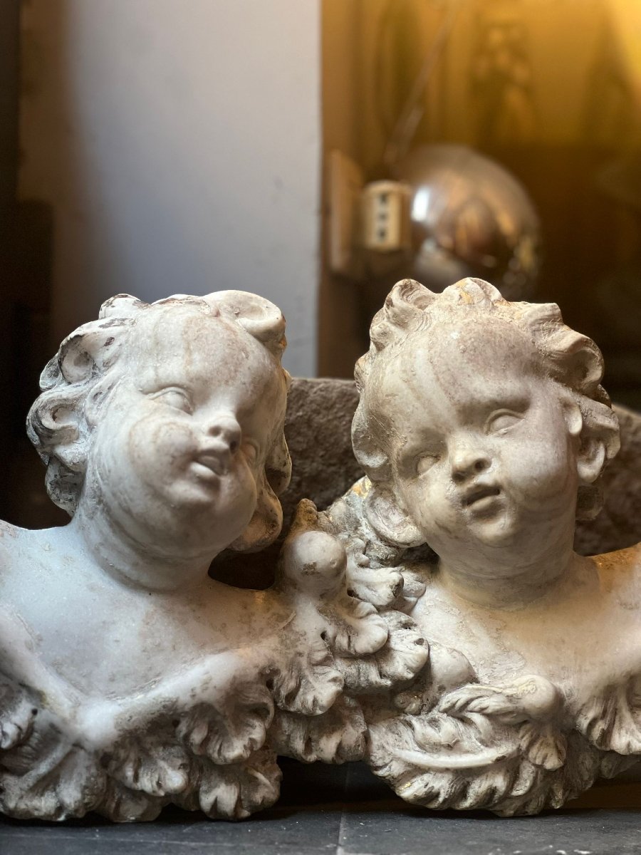 Coppia di putti in marmo XVII secolo-photo-3