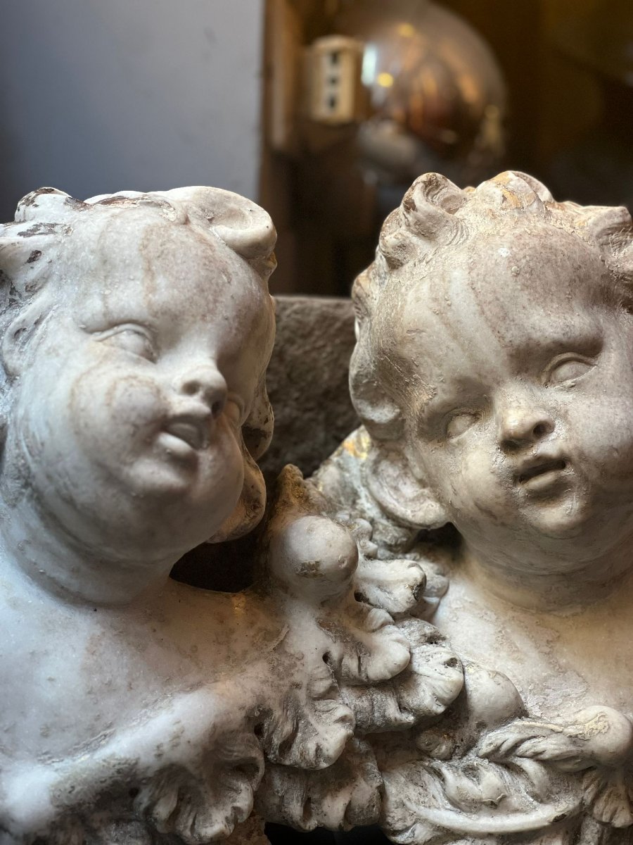 Coppia di putti in marmo XVII secolo-photo-5