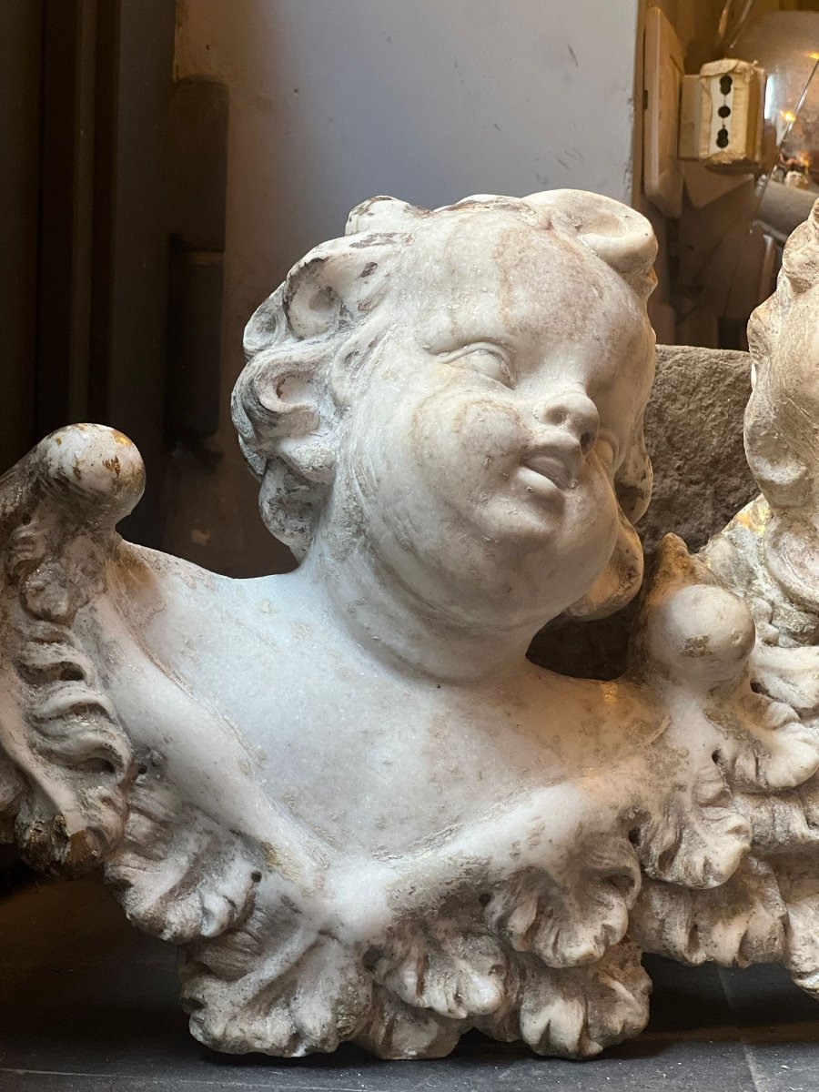 Coppia di putti in marmo XVII secolo-photo-6