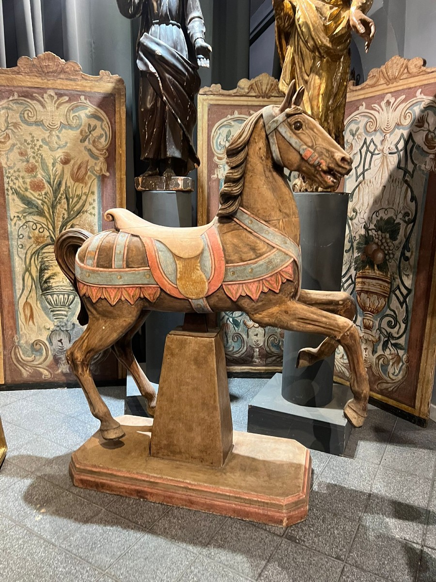 Grande cavallo in legno policromo -photo-2