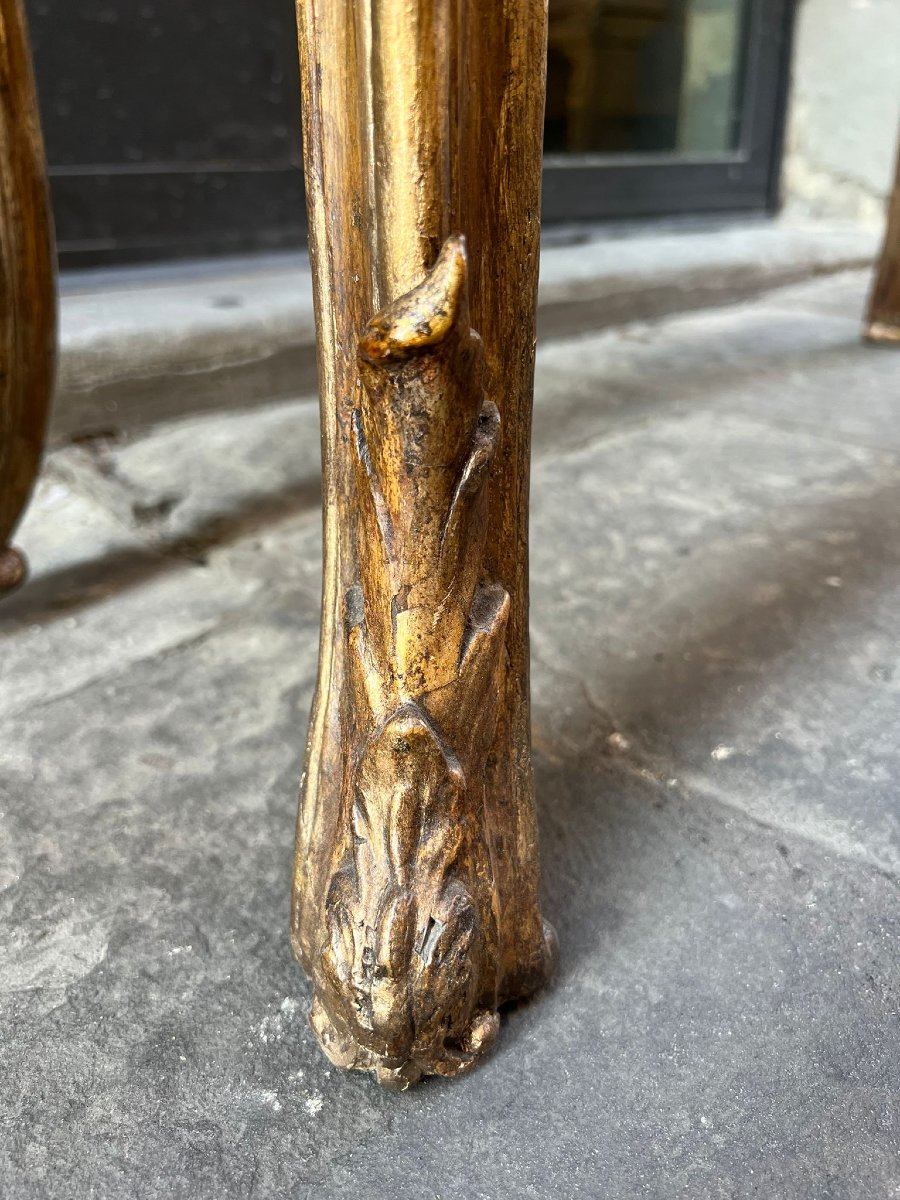 Console rocaille in legno intagliato e dorato-photo-5
