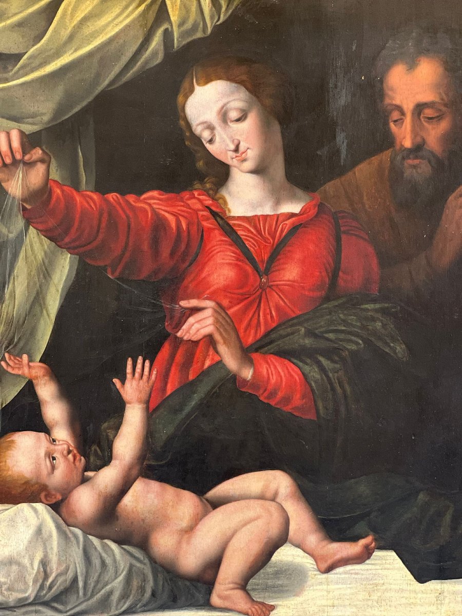 Dipinto olio su tavola raffigurante Sacra Famiglia-photo-4