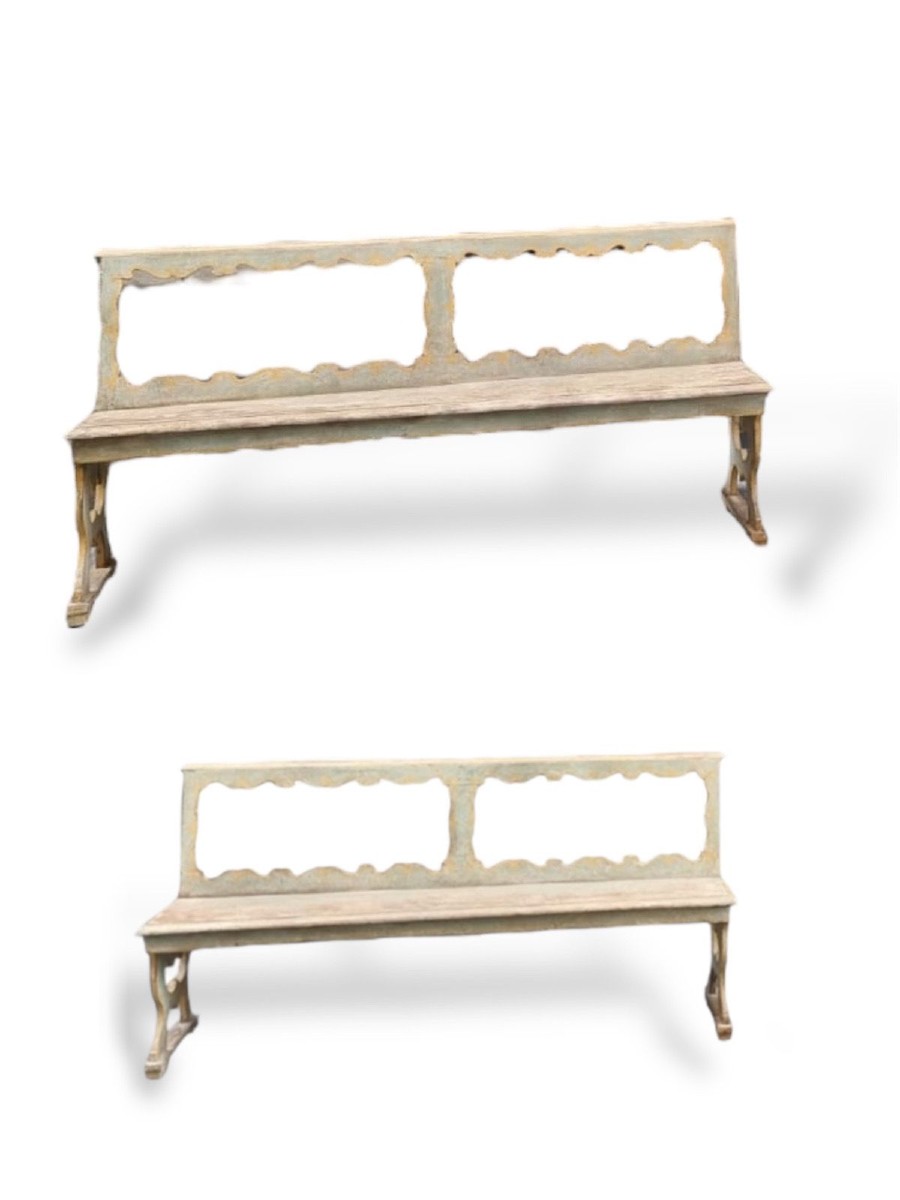 Coppia di panche in legno