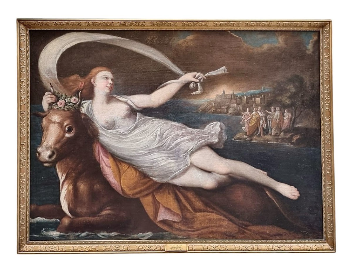 Suggestivo dipinto raffigurante il "Ratto d’Europa"