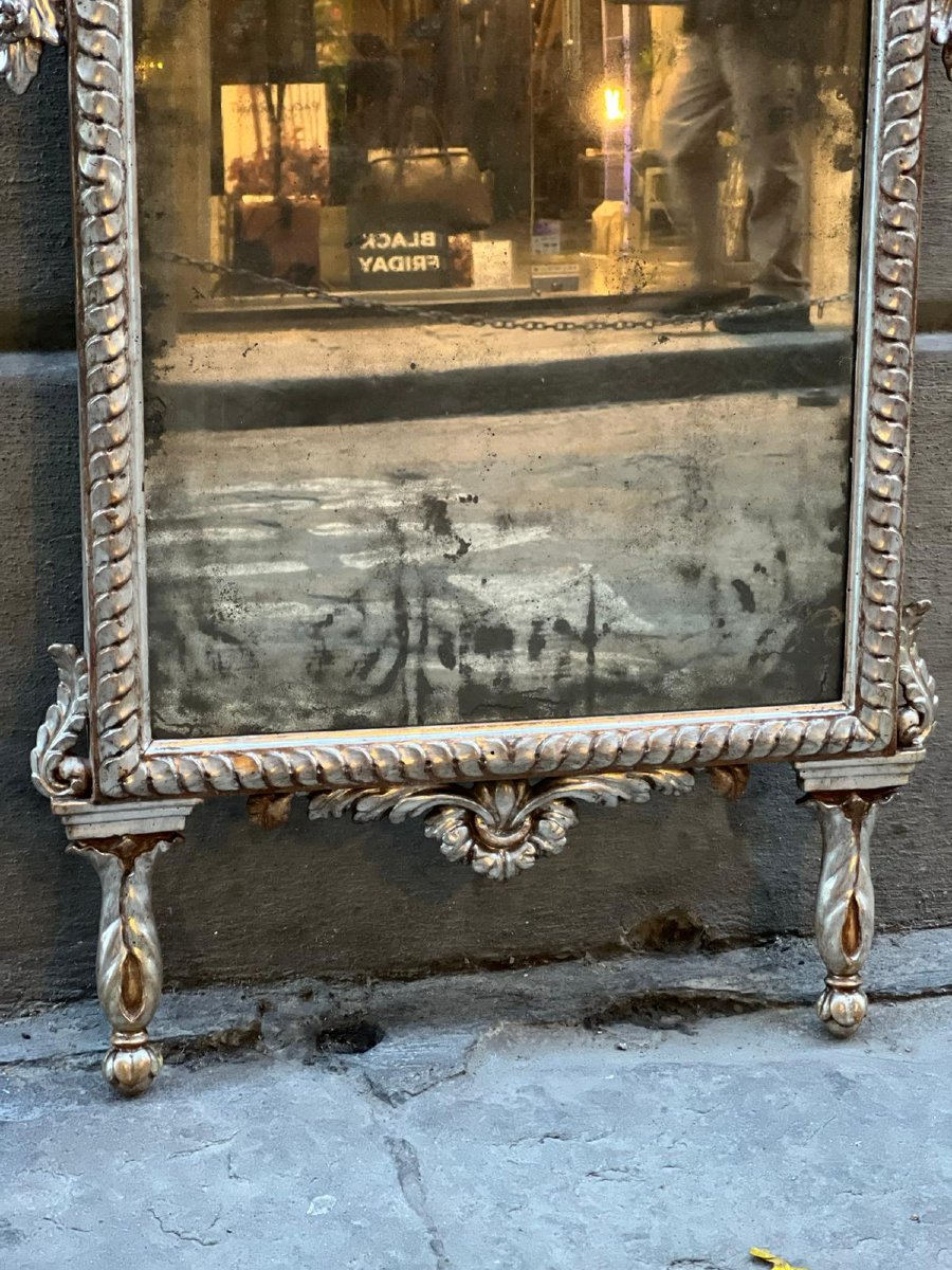 Specchiera in legno intagliato e argentato-photo-2