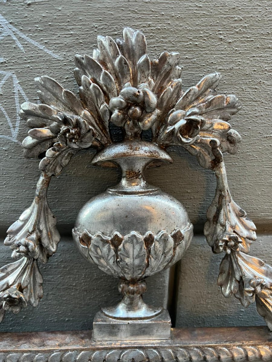 Specchiera in legno intagliato e argentato-photo-2