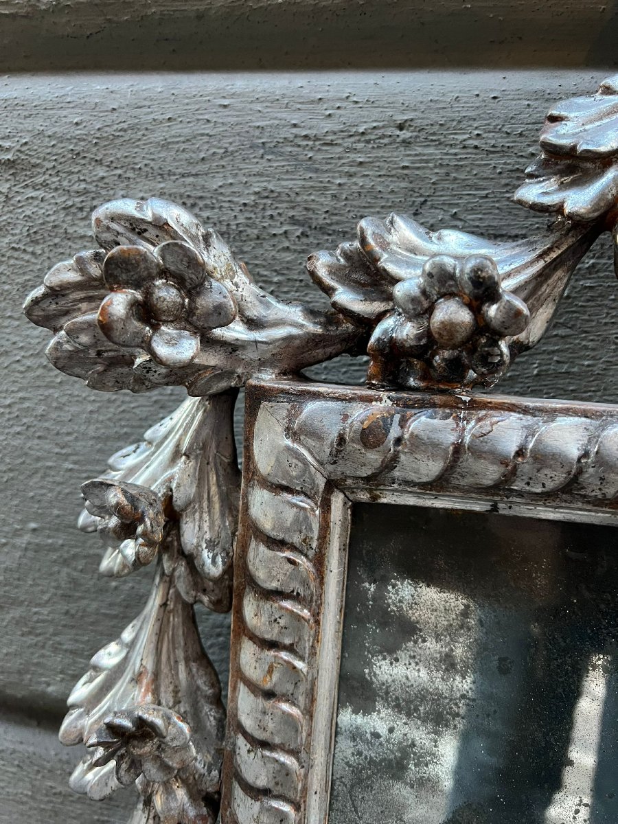 Specchiera in legno intagliato e argentato-photo-5