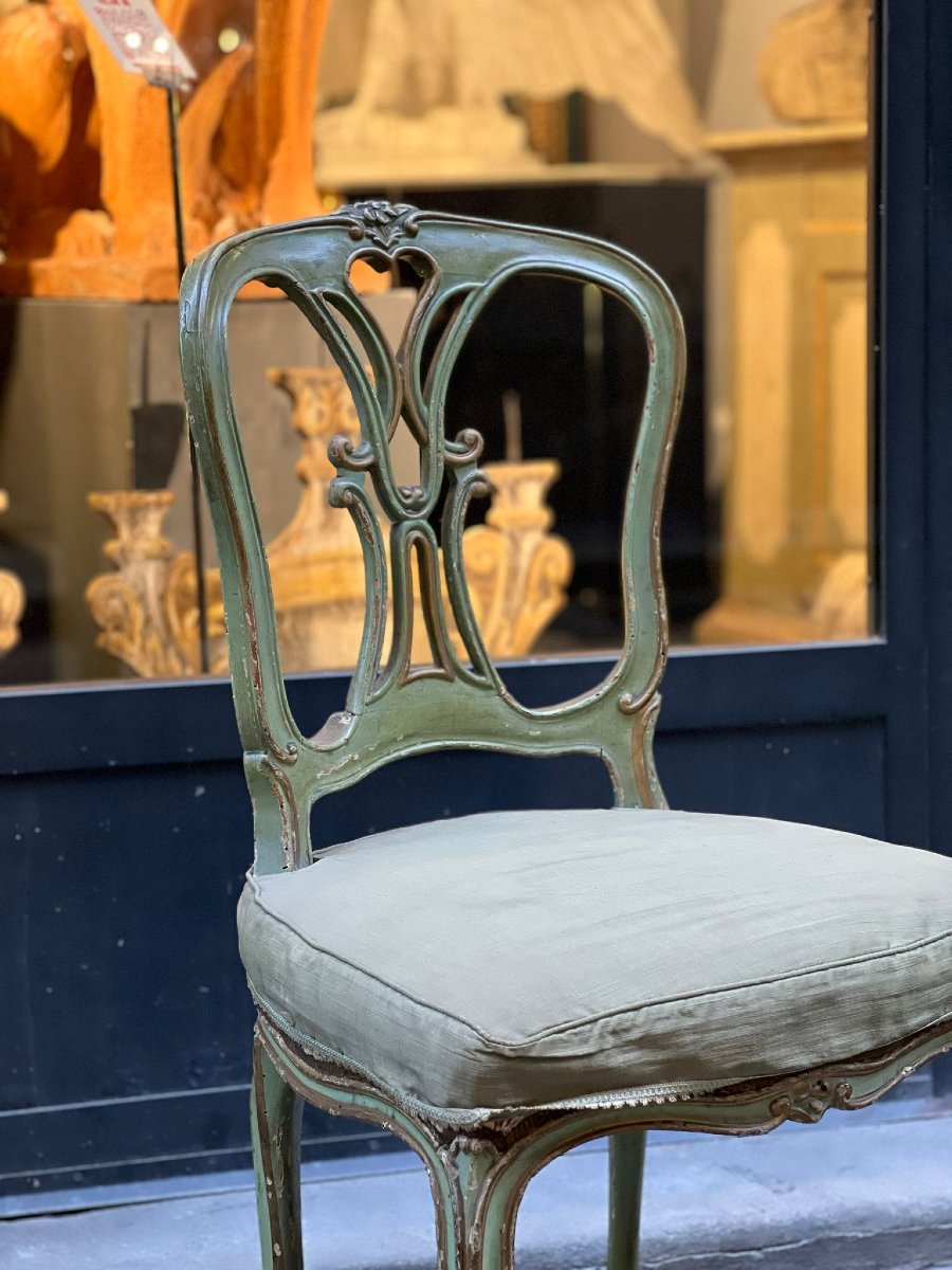 Coppia di sedie Luigi XV in legno dipinto-photo-4