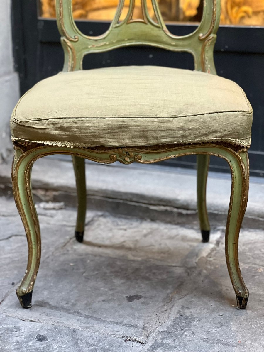 Coppia di sedie Luigi XV in legno dipinto-photo-5