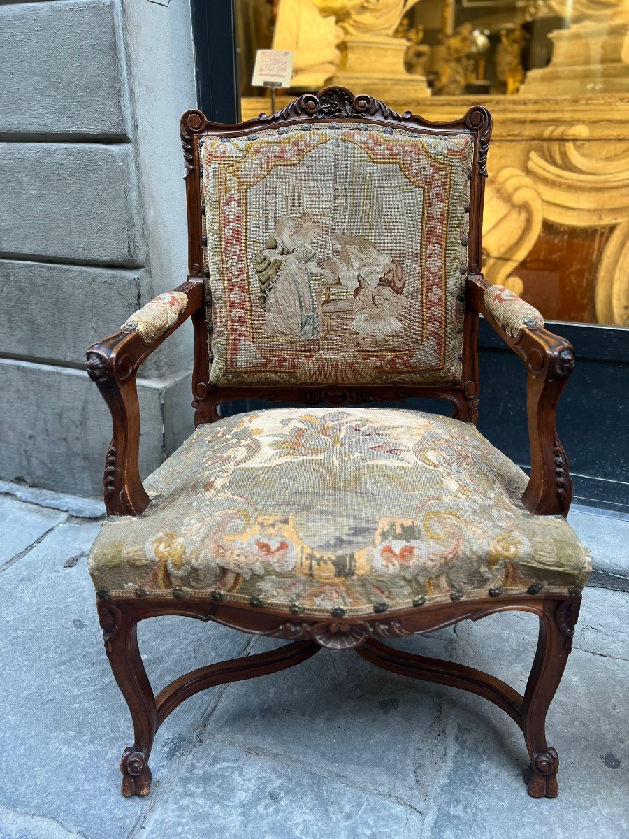 Coppia di poltrone a pozzetto in stile Luigi XV-photo-2