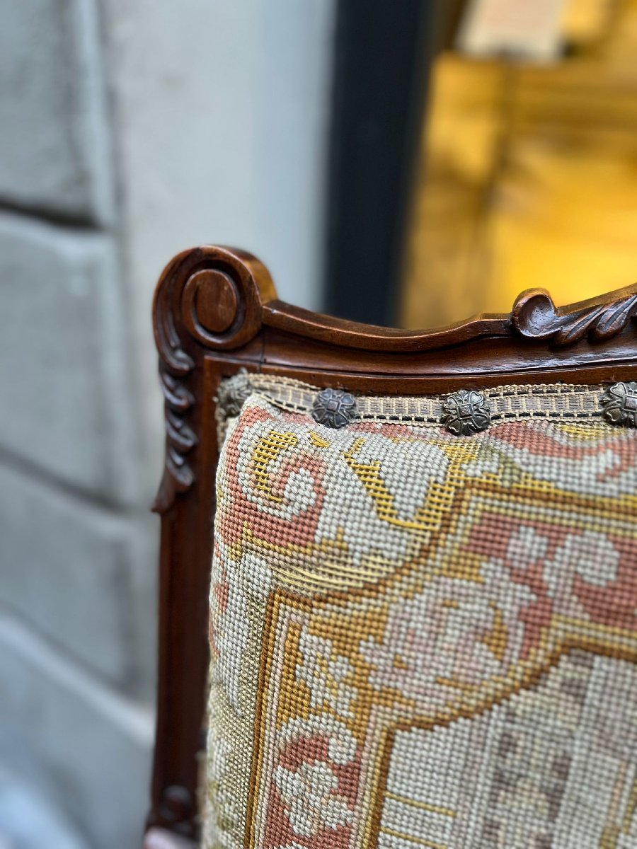 Coppia di poltrone a pozzetto in stile Luigi XV-photo-4