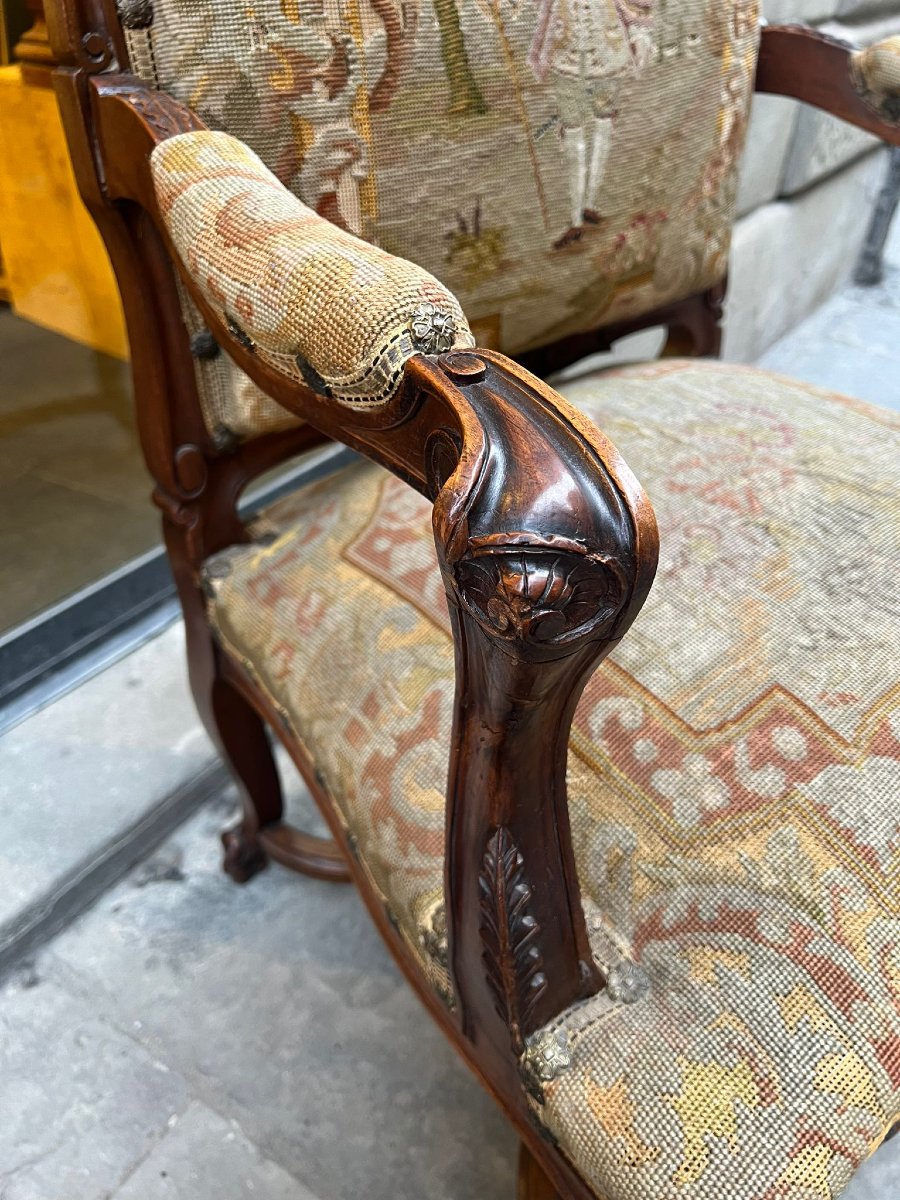 Coppia di poltrone a pozzetto in stile Luigi XV-photo-6