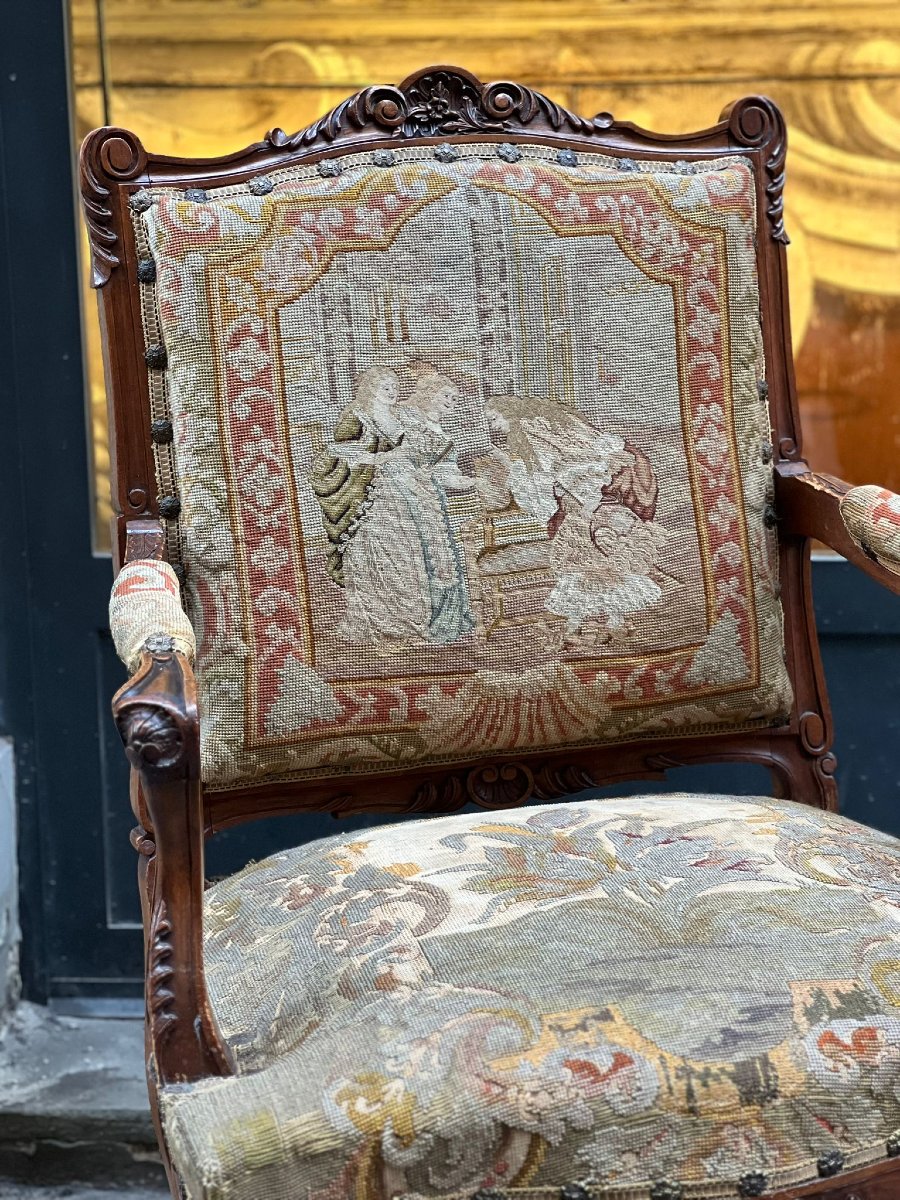 Coppia di poltrone a pozzetto in stile Luigi XV-photo-8