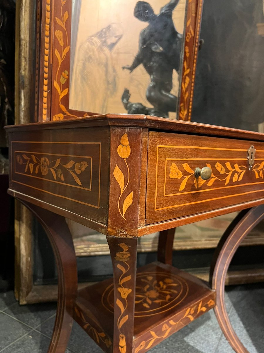 Coiffeuse intarsiata con specchiera basculante-photo-2