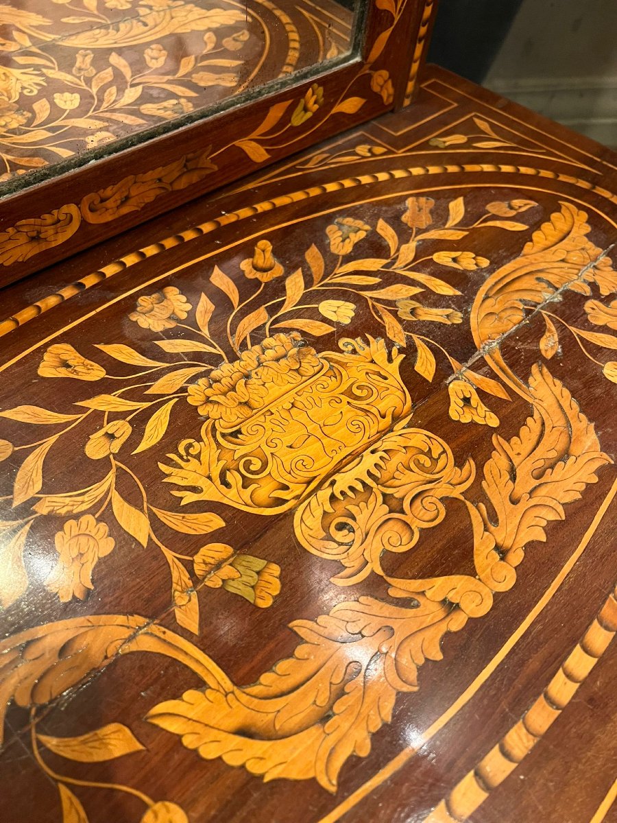 Coiffeuse intarsiata con specchiera basculante-photo-7