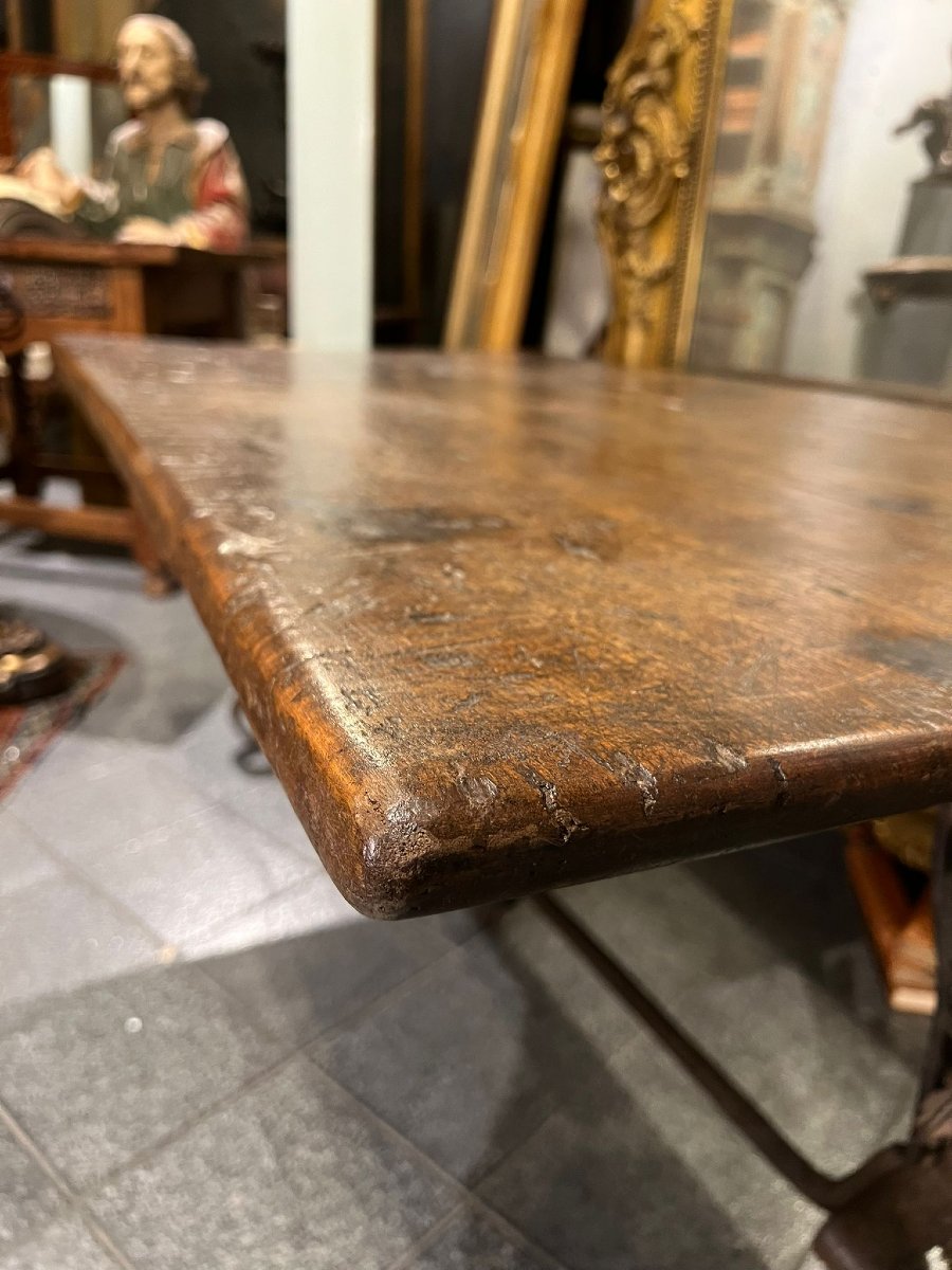 Tavolo rettangolare con base in ferro battuto-photo-1