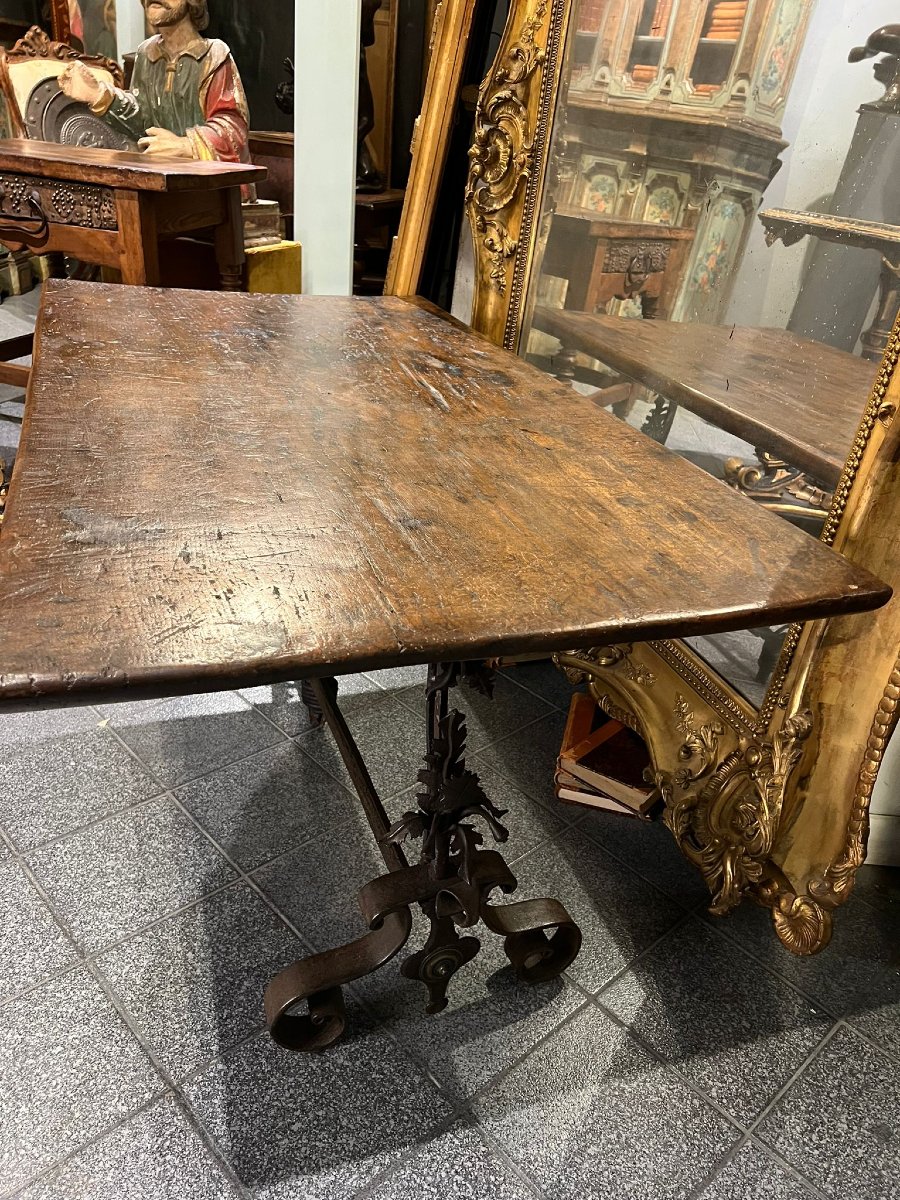 Tavolo rettangolare con base in ferro battuto-photo-3