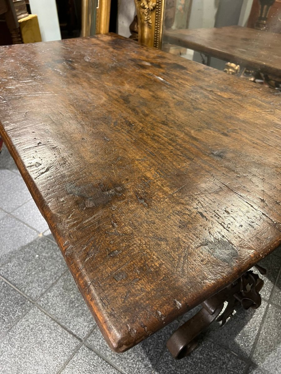 Tavolo rettangolare con base in ferro battuto-photo-5