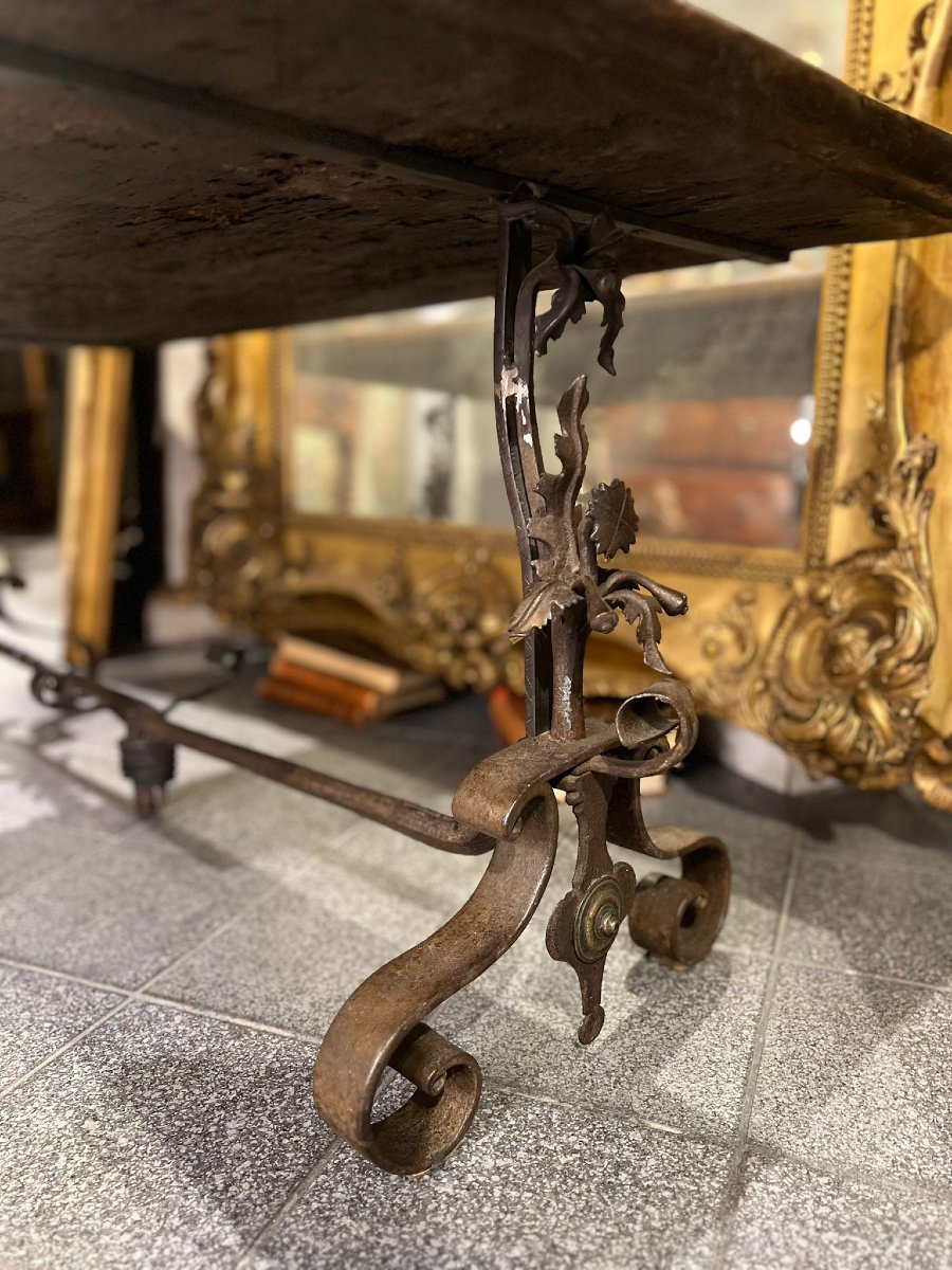 Tavolo rettangolare con base in ferro battuto-photo-6