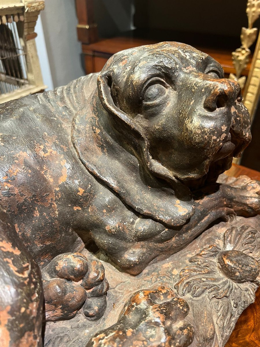 Scultura raffigurante cane da caccia accovacciato-photo-4