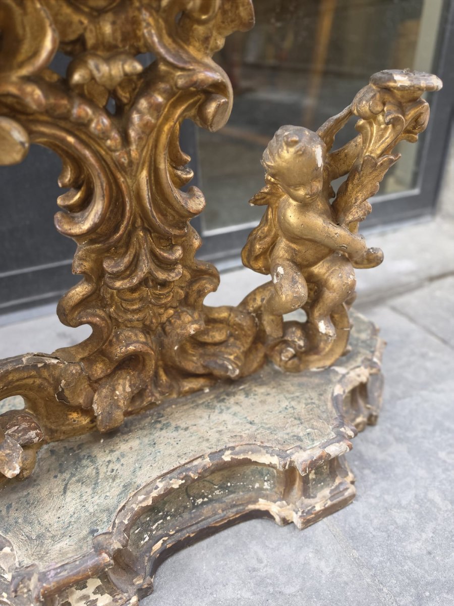 Consolle in legno intagliato e dorato-photo-4