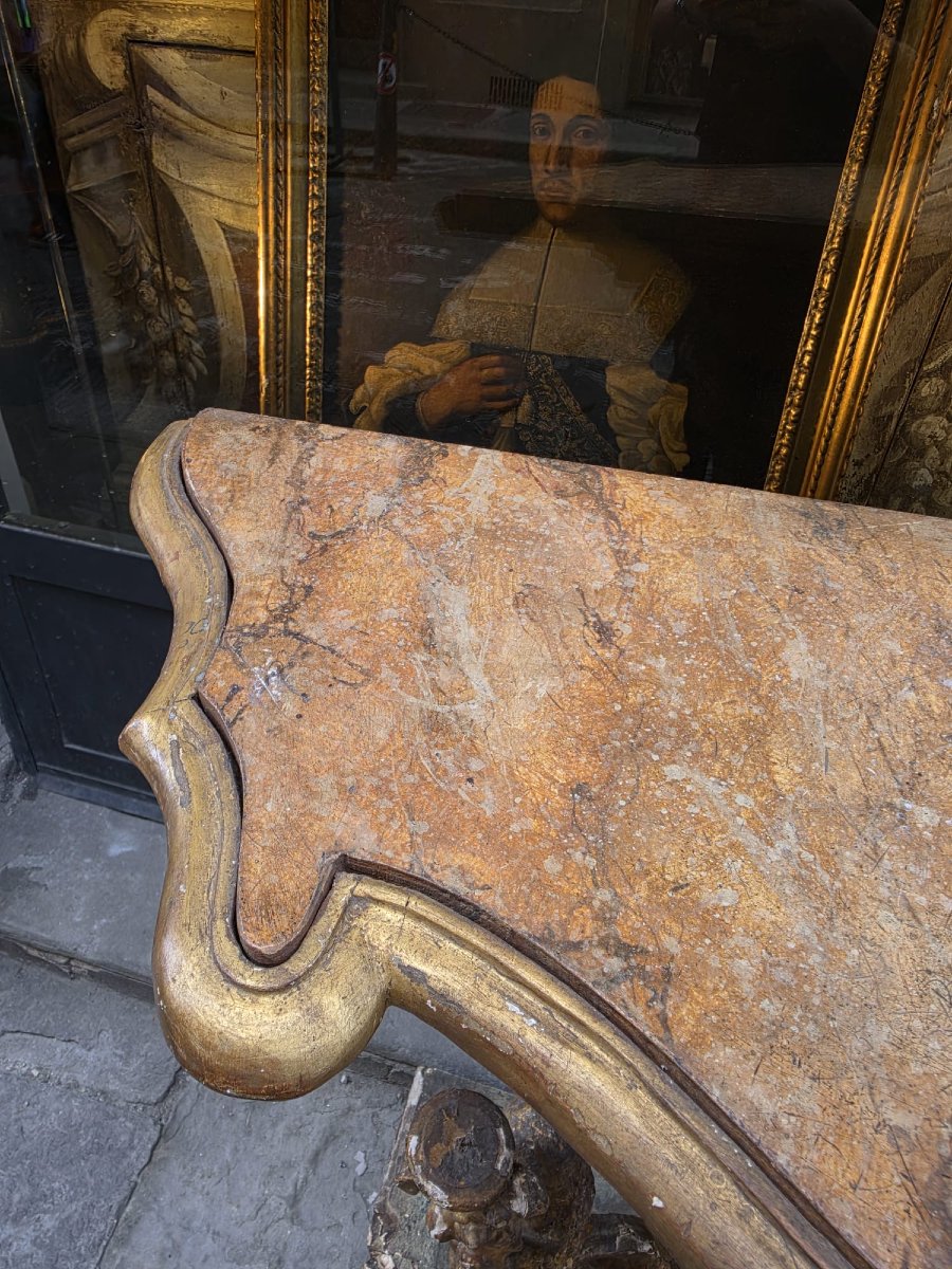 Consolle in legno intagliato e dorato-photo-7