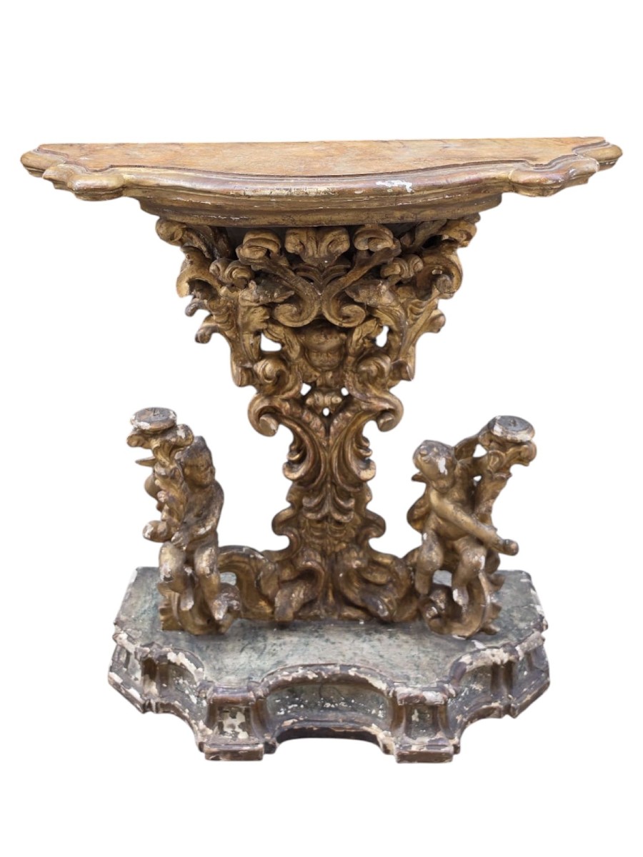 Consolle in legno intagliato e dorato