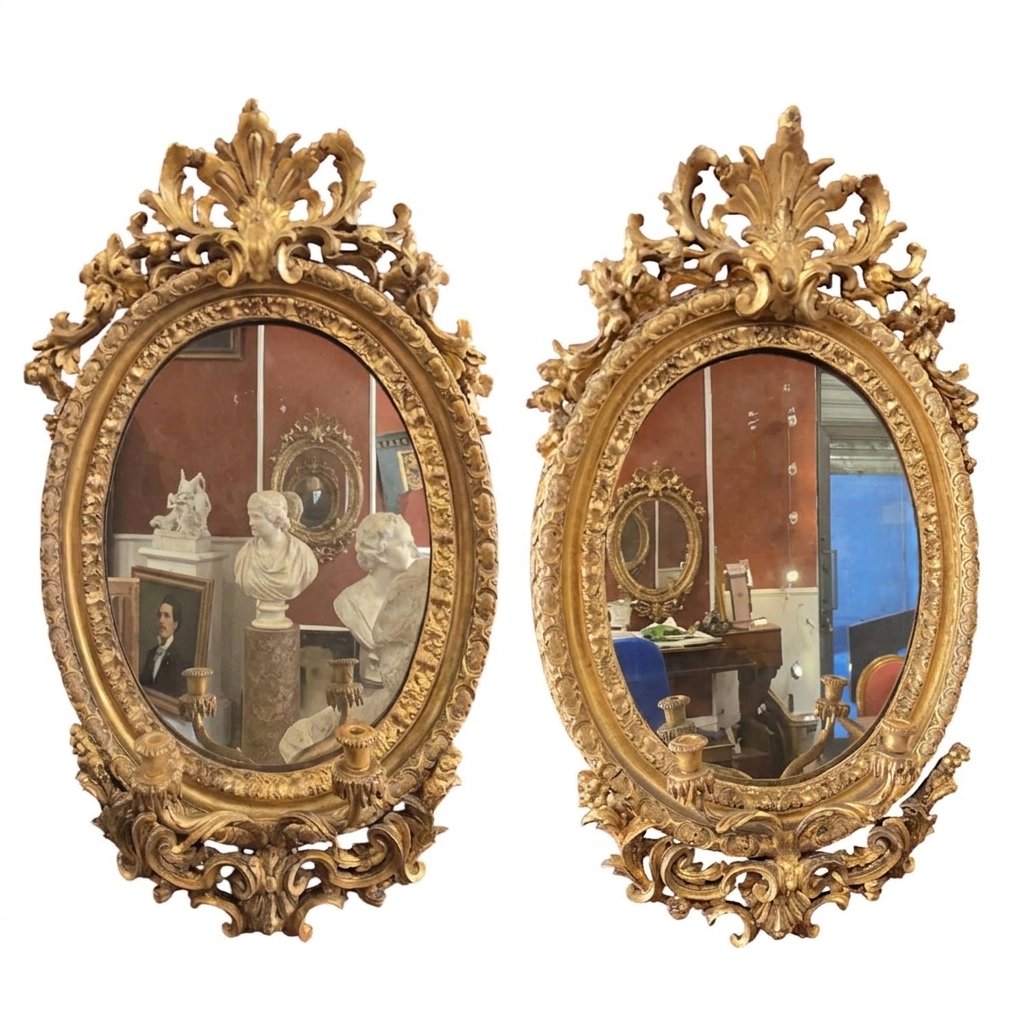 Coppia di specchiere ovali