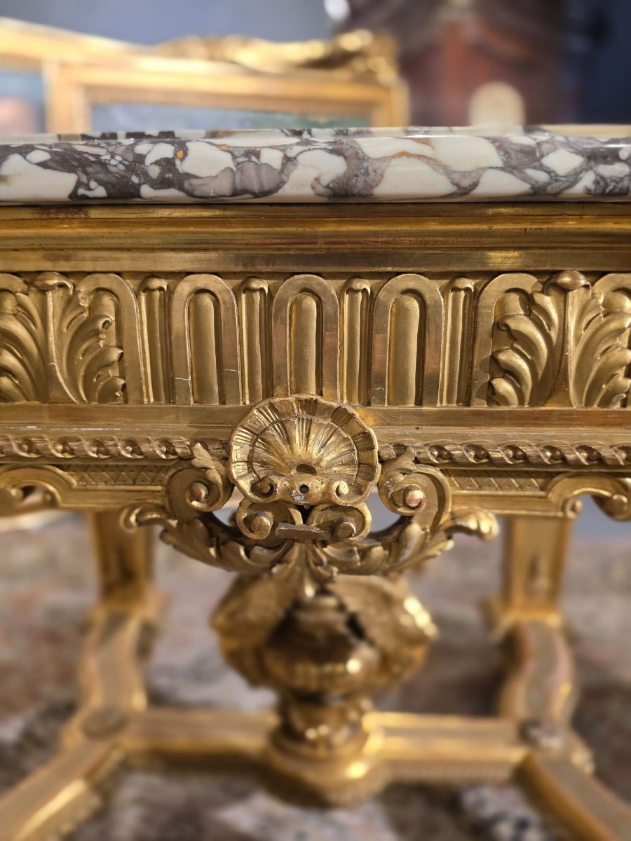 Tavolo Napoleone III intagliato e dorato-photo-4