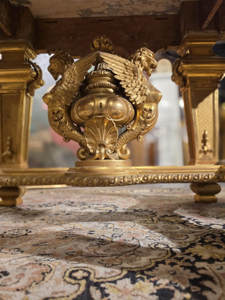 Tavolo Napoleone III intagliato e dorato-photo-3