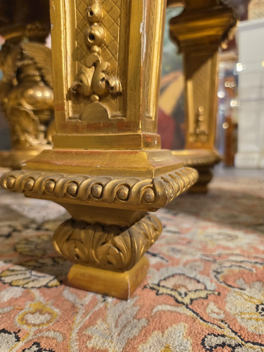 Tavolo Napoleone III intagliato e dorato-photo-6
