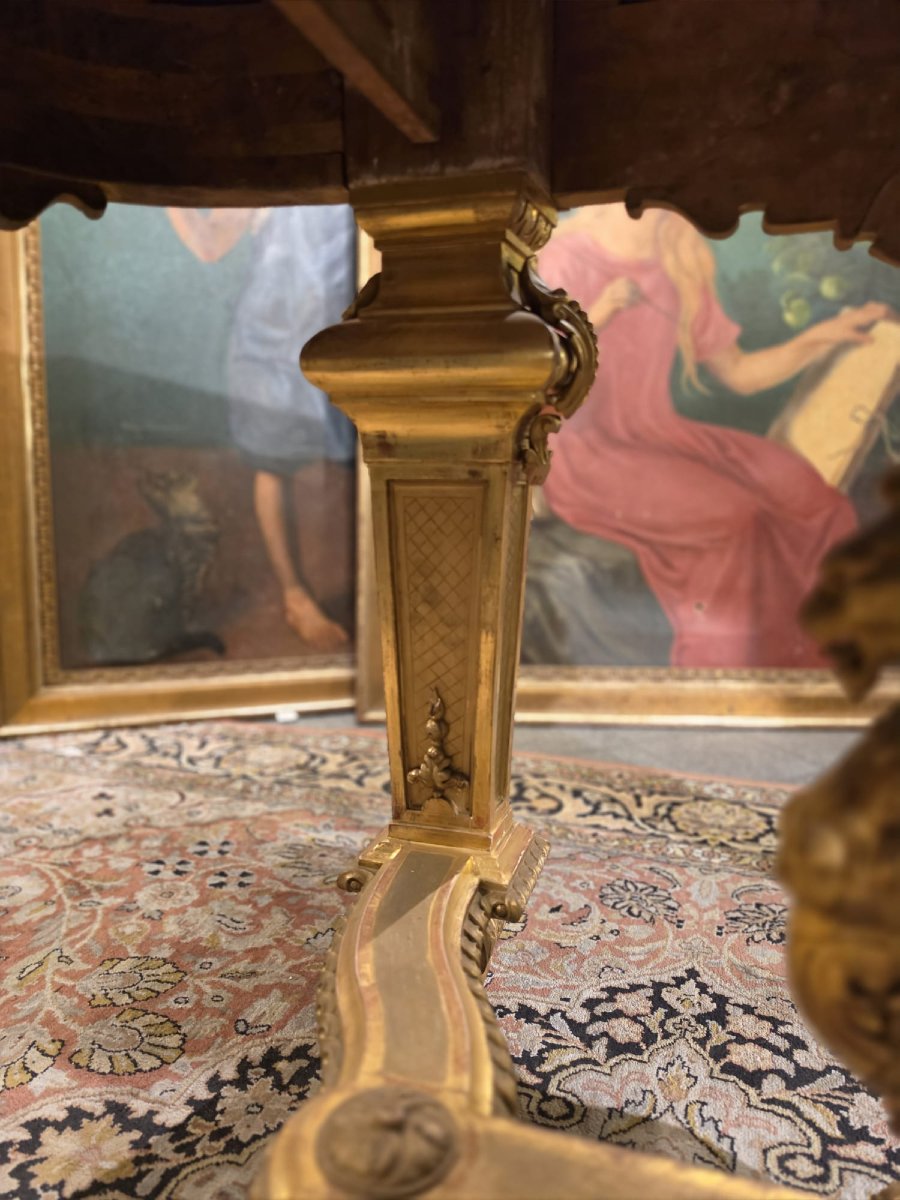 Tavolo Napoleone III intagliato e dorato-photo-8