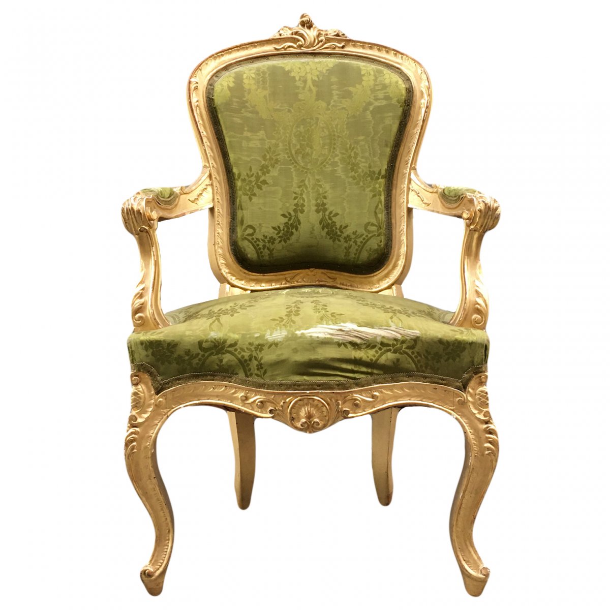 Pair Of Upholstered Giltwood Chairs-photo-2