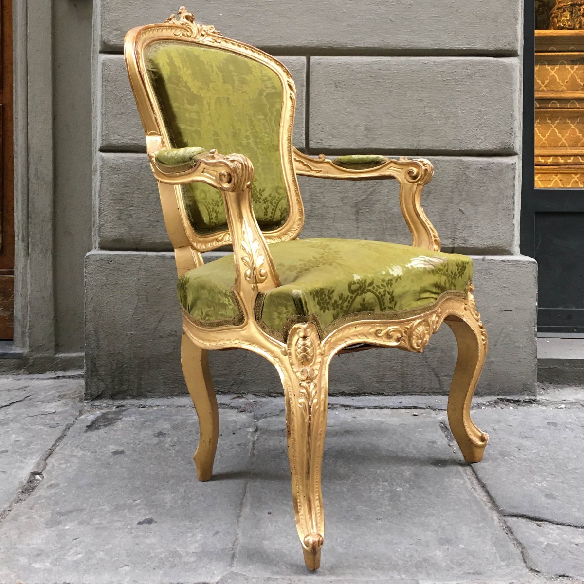 Pair Of Upholstered Giltwood Chairs-photo-4