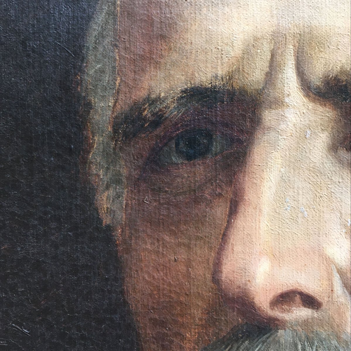 Peinture à l'Huile Sur Toile Représentant Un Portrait d'Homme-photo-1