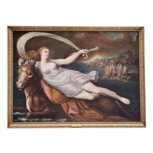 Suggestivo dipinto raffigurante il "Ratto d’Europa"